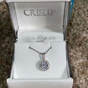 Halo Pendant Platinum finished necklace